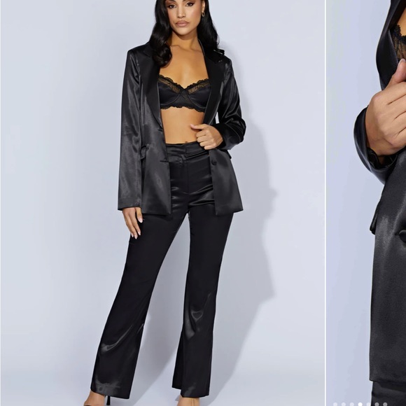 Meshki Satin Blazer XS Black - Picture 2 of 3